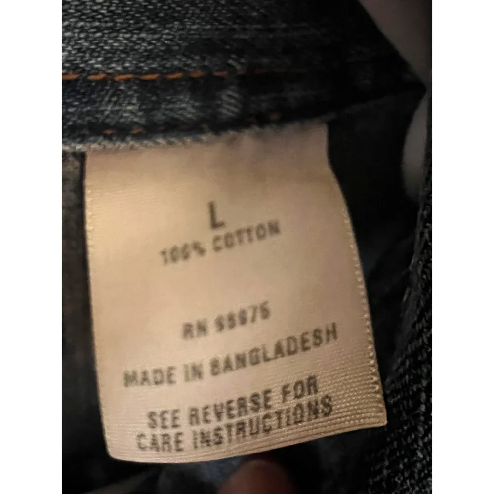 Levis Sawtooth Western Blue Mens Denim Snap Up Shirt Large Flap Pockets Cotton